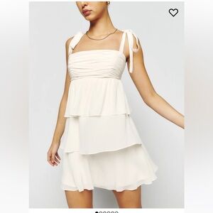 Reformation Avni white ruffle dress worn 1 time
